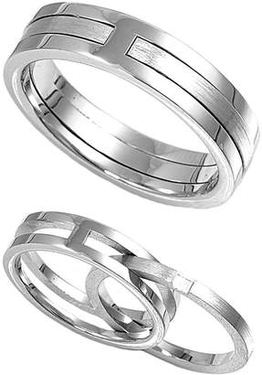 JewelryBadger 925 Sterling Silver Twin Designer Set Straight Ring Size 7