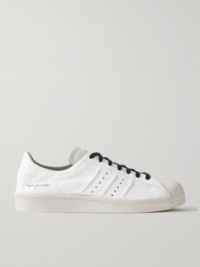adidas + Y-3 Superstar Rubber-trimmed Leather Sneakers - White