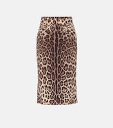 Thumbnail for your product : Dolce & Gabbana Leopard-print stretch-silk skirt