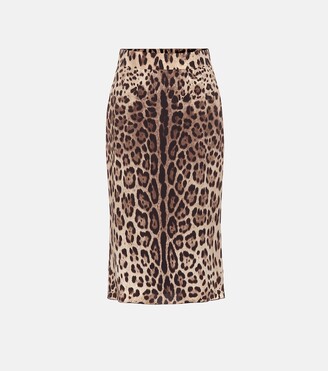 Dolce & Gabbana Leopard-print stretch-silk skirt