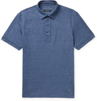 Ermenegildo Zegna Melange Linen Polo Shirt - Men - Blue