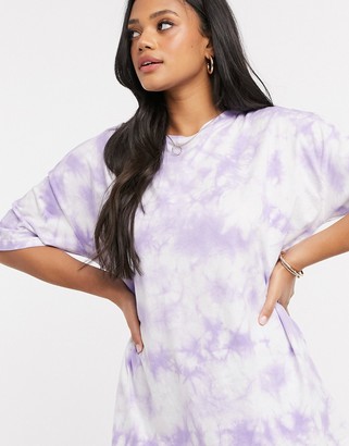 Dripping Heart Oversized T-Shirt Dress - Lilac
