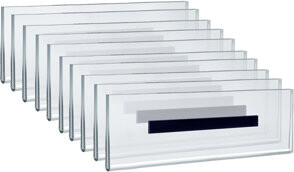 Azar Displays Clear Acrylic Magnet Back Sign Holder Frames 8.5" W x 2.5" H - Horizontal / Landscape, 10-Pack