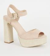 Thumbnail for your product : New Look Woven Platform Block Heel Sandals