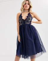 Thumbnail for your product : Rare London cami strap dress with cup detail and tulle skirt in navy