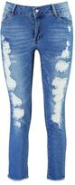 Thumbnail for your product : boohoo Alison Fray Edge 7/8th Skinny Jeans