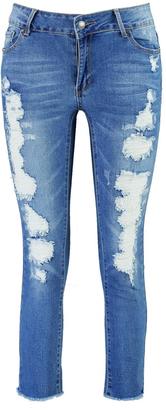 boohoo Alison Fray Edge 7/8th Skinny Jeans