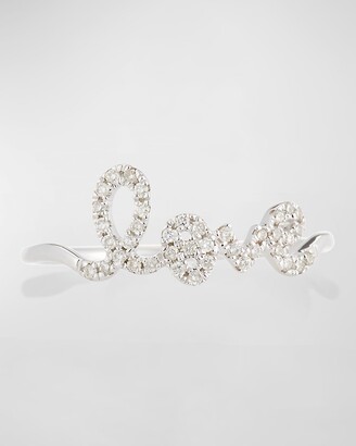 Sydney Evan 14k White Gold Diamond Love Script Ring, Size 6.5