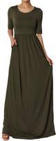 Thumbnail for your product : TheMogan Women's Half Sleeve Shirred Viscose Jersey Long Maxi Dress 1XL