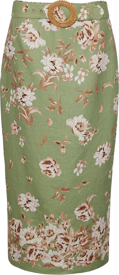 Cara Cara Sienna floral-print belted skirt