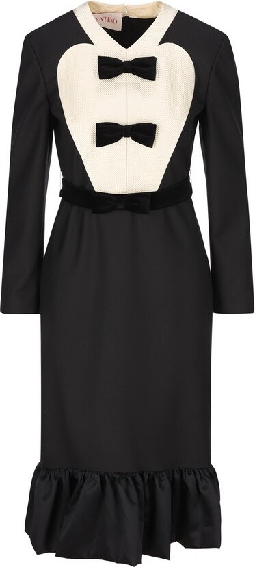 Valentino Bow Detailed Peplum Hem Midi Dress