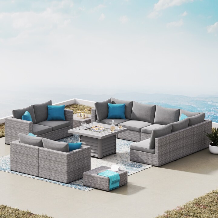 Corvus Kipling 13piece Wicker Patio Sectional Deep Seating Set with