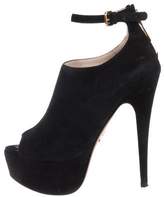 Thumbnail for your product : Prada Suede Peep-Toe Sandals