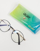 Thumbnail for your product : Quay I See You unisex blue light round glasses in black