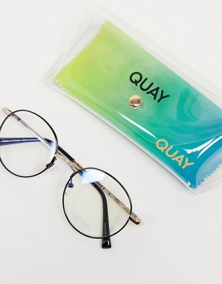 Quay I See You unisex blue light round glasses in black