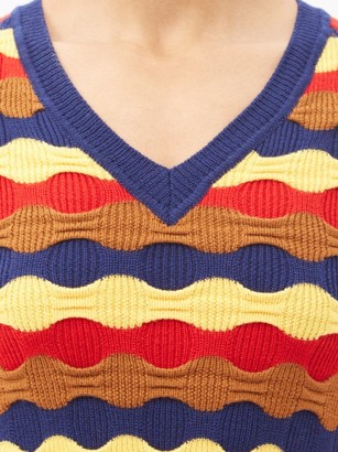 Marni Flared Wave-knitted Wool Dress - Multi