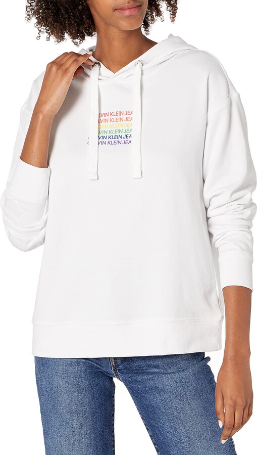 Calvin Klein Jeans White Women's Sweatshirts & Hoodies | Shop the world's  largest collection of fashion | ShopStyle