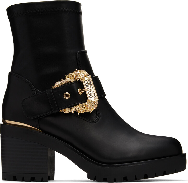 Versace Jeans Couture Black Buckle Ankle Boots - ShopStyle