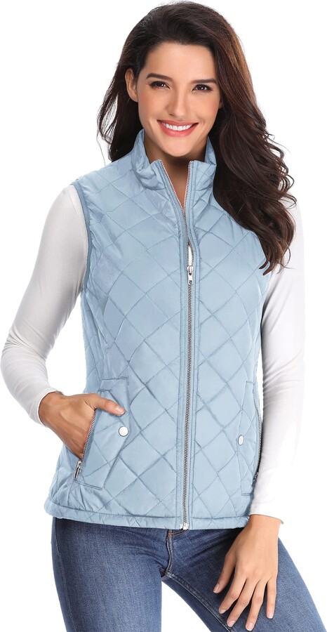 Dilgul Women's Gilet Ladies Gilets and Bodywarmers Sleeveless Quilted ...