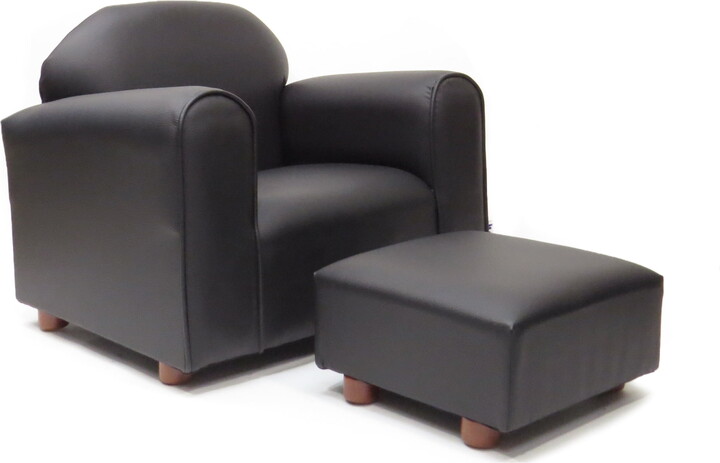 Keet Premium Chocolate Children's Chair, Heavy Duty Faux Leather with Ottoman