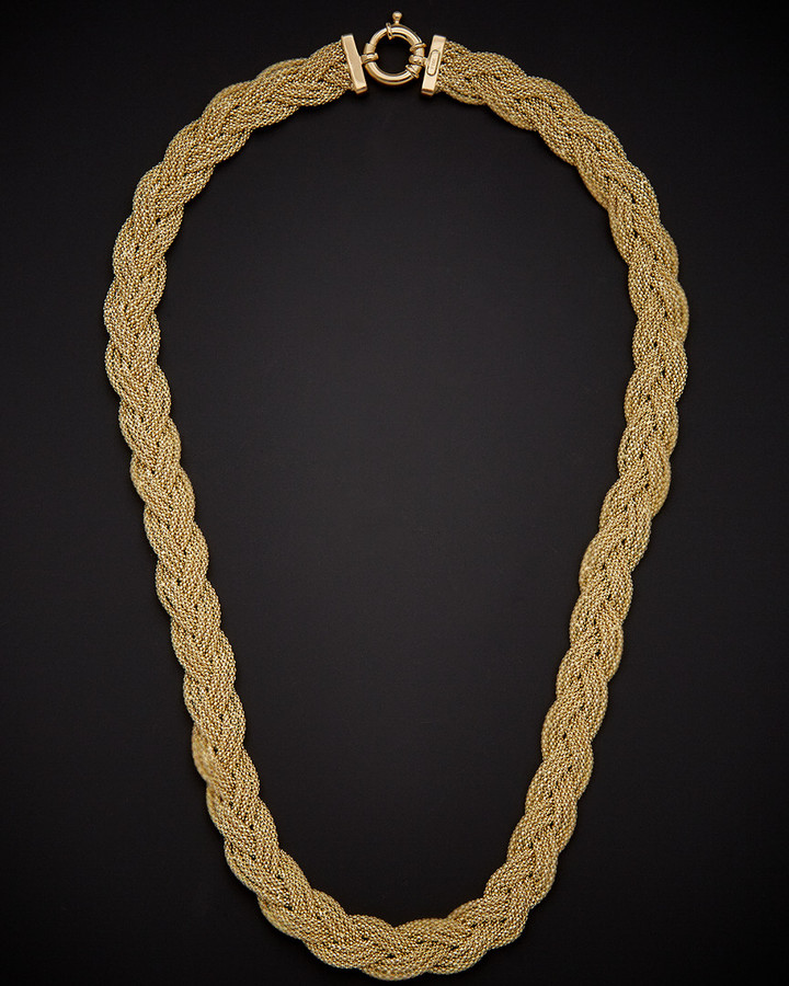 Italian Gold 14K Braided Triple Popcorn Link Necklace - ShopStyle