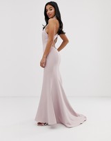 Thumbnail for your product : Jarlo Petite high neck trophy maxi dress with open back detail in pink
