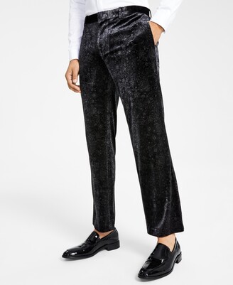 INC International Concepts Men's Slim-Fit Paisley Velvet Suit Pants, Created for Macy's
