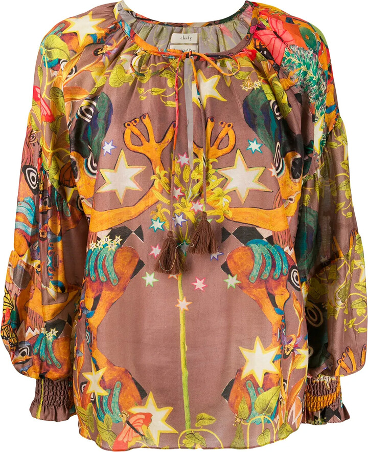 CHUFY Oversized Abstract Print Blouse