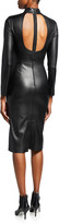 Thumbnail for your product : Alice + Olivia Delora Faux-Leather Mock-Neck Open-Back Dress
