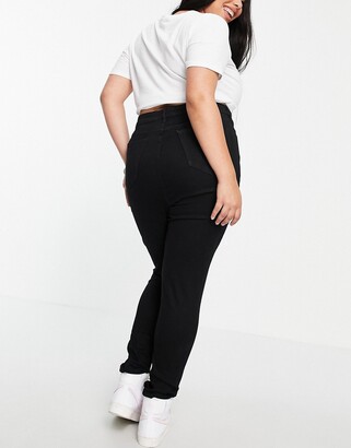 Don't Think Twice Plus DTT Plus Ellie high waisted skinny jeans in black -  ShopStyle