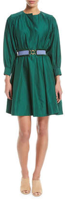 Derek Lam Long-Sleeve Belted Oversized Cotton Dress