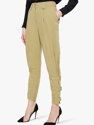 Damsel in a Dress Viola Tapered Ankle Detail Trousers, Khaki