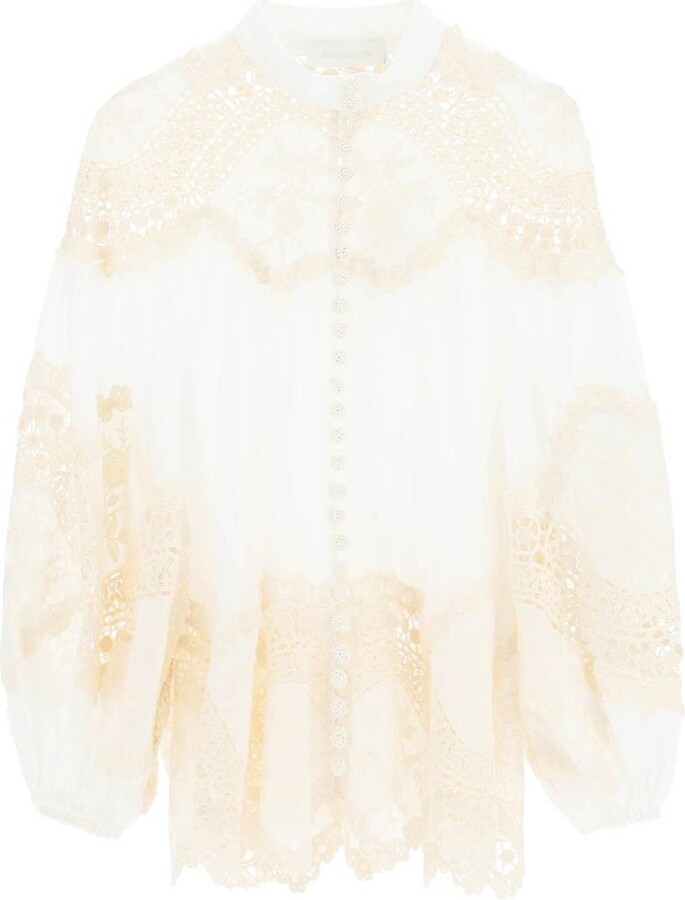 Zimmermann 'pattie' ramie and lace blouse - ShopStyle Tops