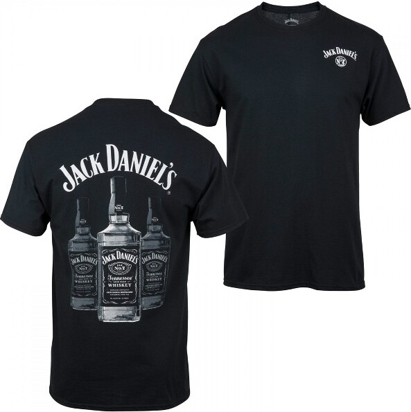Jack Daniels MensJackDaniel'sTripleWhiskyBottlesFrontandBackPrintT-Shirt-Small