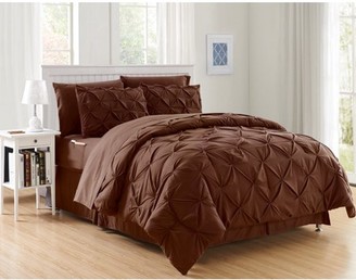 Elegant Comfort Silky Soft Pintuck Bed-in-a-Bag 8-Piece Comforter Set --HypoAllergenic - King Burgundy