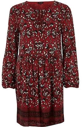 River Island Red long sleeve floral print swing dress