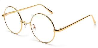clear D.King Vintage Round Oversized Metal Glasses Frame Inspired Horned Rim Lens Eyeglasses