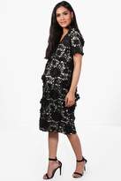 Thumbnail for your product : boohoo Maternity Floral Applique Sleeve Midi Dress