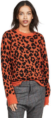 R 13 Orange Leopard Cashmere Sweater