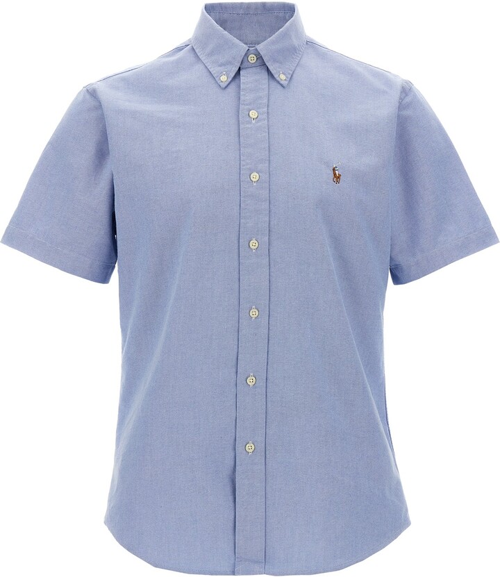 Polo Ralph Lauren Logo Embroidery Shirt Shirt And Blouse Light Blue