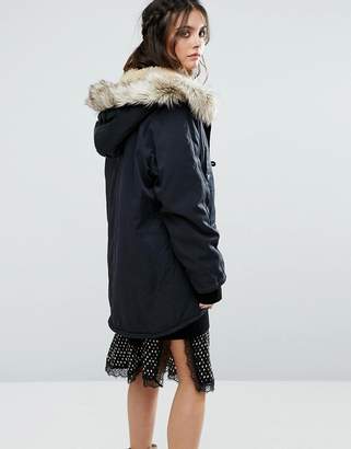 Free People Whistler Parka With Faux Fur Trim Hood
