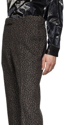 John Lawrence Sullivan Grey Leopard Flannel Straight Trousers