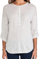 Thumbnail for your product : Autumn Cashmere Tab Sleeve Henley w/ Skull Buttons
