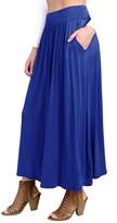 Thumbnail for your product : Fashion California FACA Womens High Waist Shirring Maxi Skirt Ankle Length with Pockets (, Wine)