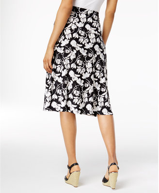 JM Collection Petite Petal-Print Jacquard A-Line Skirt, Created for Macy's