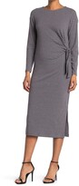 Thumbnail for your product : MelloDay Cozy Striped Long Sleeve Side Tie Midi Dress