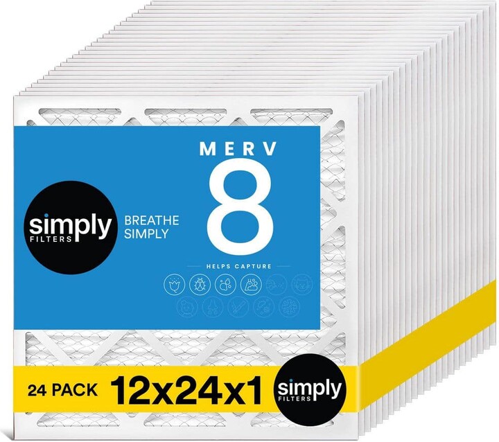 12 in. x 24 in. x 1 in. MERV 8 FPR 5 Pleated Furnace Air Filter (24-Pack)