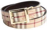 Thumbnail for your product : Burberry black leather nova check pattern canvas detail classic belt