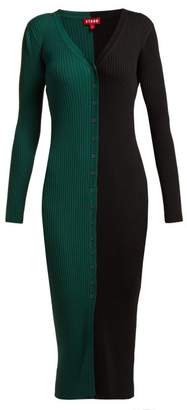 Staud - Shoko Panelled Rib Knitted Dress - Womens - Green Multi