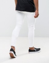 Thumbnail for your product : Pull&Bear Super Skinny Jeans With Knee Rips In White